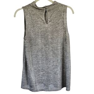 Loft Women’s Sz S Sleeveless Metallic Mock Neck Sleeveless Top Silver